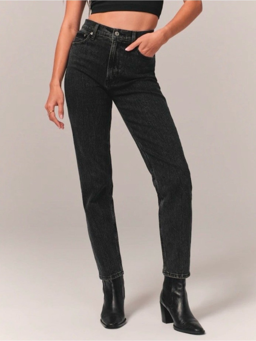 Abercrombie & Fitch High-Rise Straight Black Jeans - Women